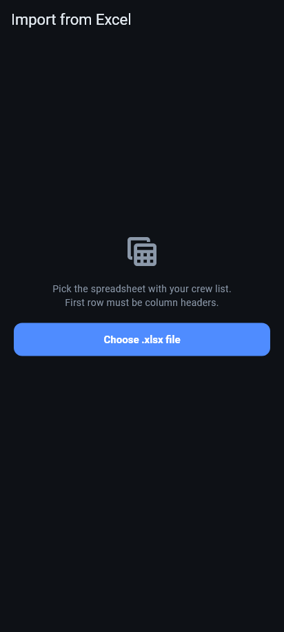 Pick a spreadsheet